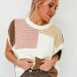 Multicolor Colorblock Mix Textured Sweater Tee