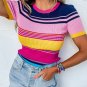 Pink Mixed Stripes Ribbed Knit Top