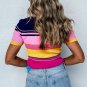 Pink Mixed Stripes Ribbed Knit Top