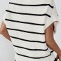 White Stripe Round Neck Batwing Sleeve Sweater