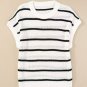White Stripe Round Neck Batwing Sleeve Sweater