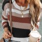 Taupe Classic Round Neck Colorblock Knit Sweater