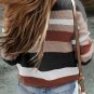Taupe Classic Round Neck Colorblock Knit Sweater