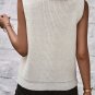 White Central Seam Cowl Neck Sweater Vest