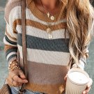 Camel Classic Round Neck Colorblock Knit Sweater