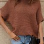 Coffee High Neck Short Bat Sleeve Sweater