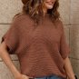 Coffee High Neck Short Bat Sleeve Sweater