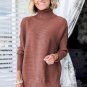 Mineral Red Turtleneck Ribbed Knit Tunic Sweater