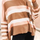 Multicolour Striped Knit Drop Shoulder Loose Sweater