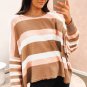Multicolour Striped Knit Drop Shoulder Loose Sweater
