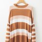 Multicolour Striped Knit Drop Shoulder Loose Sweater