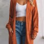 Tomato Red Open Front Textured Knit Cardigan with Pockets