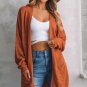 Tomato Red Open Front Textured Knit Cardigan with Pockets