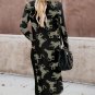 Black Printed Animal Print Ribbed Knit Cardigan