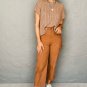 Light French Beige Crew Neck Cable Knit Short Sleeve Sweater
