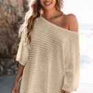 Apricot Textured Knit Drop Shoulder Tee