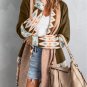 Brown Aztec Print Open Front Knitted Cardigan