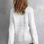 White V neck Drop Shoulder Knitted Sweater
