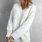 White V neck Drop Shoulder Knitted Sweater