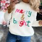 White Merry and Bright Round Neck Casual Sweater