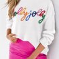White Holly Jolly Round Neck Casual Sweater