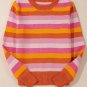 Orange Color Block Ribbed Edge Round Neck Sweater