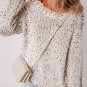 White Colorful Confetti Distressed Knit Sweater