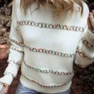 White Colorful Crossed Stitch Drop Shoulder Sweater