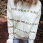White Colorful Crossed Stitch Drop Shoulder Sweater