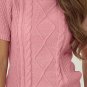 Pink Cable Knit Mixed Textured Short Sleeve Sweater