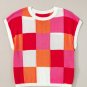 Fiery Red Color Block Cap Sleeve Sweater