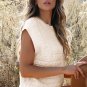 Beige Cable Knit Dolman Armholes Sweater Tank