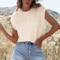 Beige Cable Knit Dolman Armholes Sweater Tank