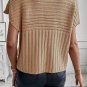 Light French Beige Rib Knitted Wide Sleeve Sweater T Shirt