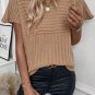 Light French Beige Rib Knitted Wide Sleeve Sweater T Shirt