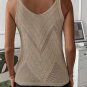 Parchment Chevron Pointelle Knit Spaghetti Straps Sweater Vest