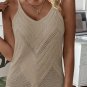 Parchment Chevron Pointelle Knit Spaghetti Straps Sweater Vest