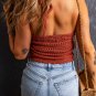 Red Clay Knit Crochet Halter Neck Backless Tank Top