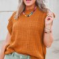 Chestnut Grid Textured Short Sleeve Sweater
