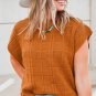 Chestnut Grid Textured Short Sleeve Sweater