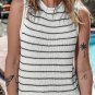 Black Stripe Raw Edge Crew Neck Knitted Vest