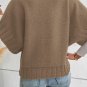 Desert Palm Mock Neck Batwing Short Sleeve Knit Sweater