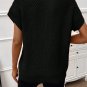 Black Turtleneck Textured Short Sleeve Sweater