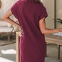 Red Dahlia Patch Pocket Ribbed Knit Short Sleeve Sweater Dress