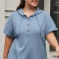 Ashleigh Blue Plus Size Waffle Knit Short Sleeve Drawstring Hoodie