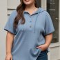 Ashleigh Blue Plus Size Waffle Knit Short Sleeve Drawstring Hoodie