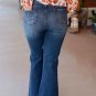 Blue High Waist Distressed Cutout Flare Leg Jeans