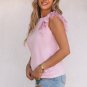 Pink Sequined Ruffle Mesh Sleeves Top