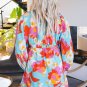 Sky Blue Floral Bracelet Sleeve Empire Waist Mini Dress