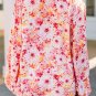 Pink Ditsy Floral Bubble Sleeve V Neck Blouse